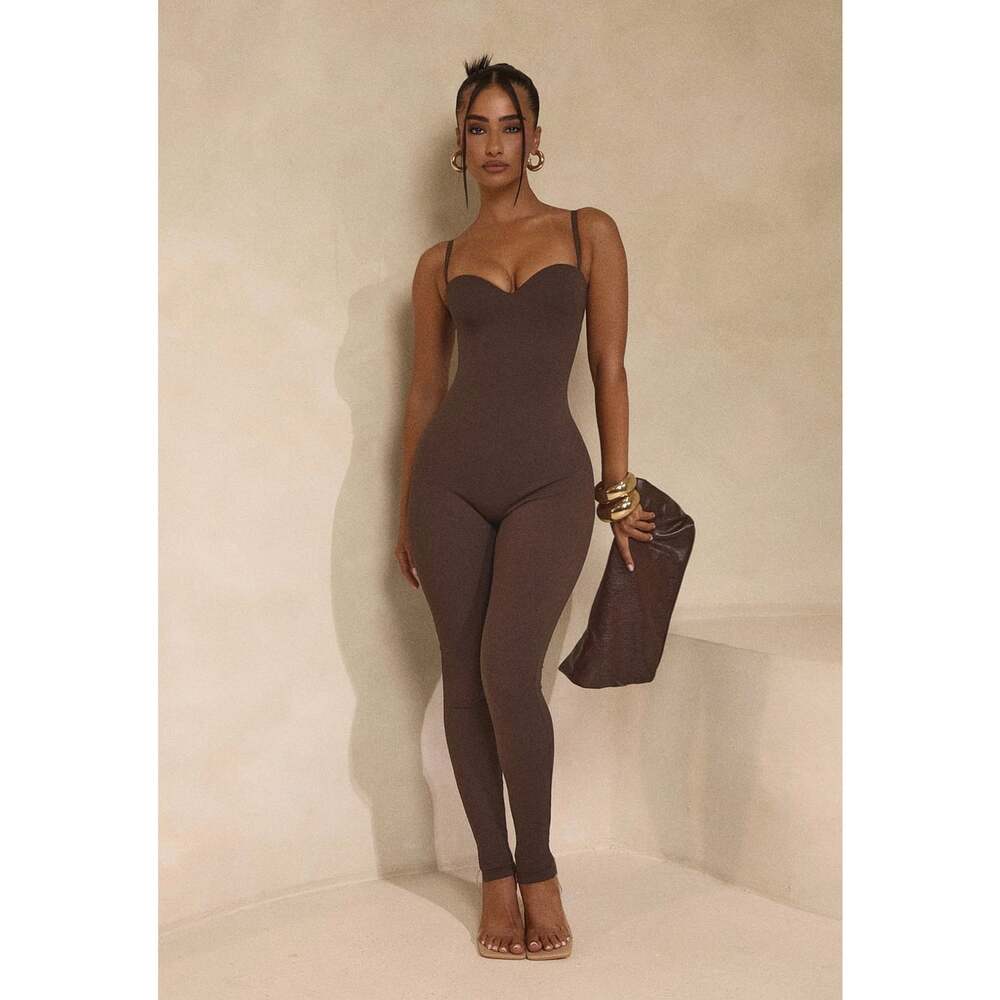 Mars The Label Sculpt Jumpsuit Size 10 Brown Corset Bustier Bodycon EUC